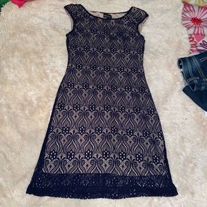 navy blue lace dress